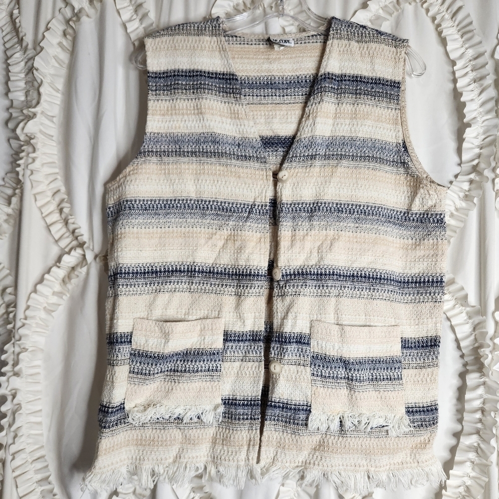 Vintage Star Cody Western Country Southwestern Fringe Vest Sz Medium